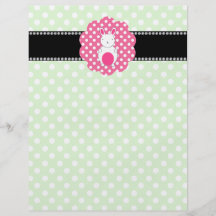 Fancy bunny green white polka dots full color flyer