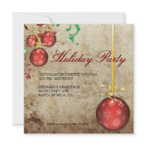 Fancy Christmas Ornaments Holiday Party Invitation