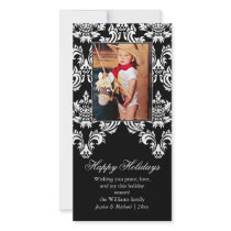 Fancy Damask Holiday Card Picture Card