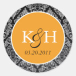 Fancy Damask Round Sticker
