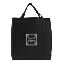 Fancy Decorative Frame Deco Heart Mom Embroidery Embroidered Tote Bag