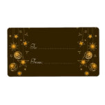 Fancy Elegant Gold Yellow Christmas Decoration Tag Personalized Shipping Labels