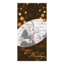 Fancy Elegant Gold Yellow Christmas Decorations on Photo Card