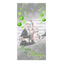 Fancy Elegant Green Christmas Decorations Customized Photo Card