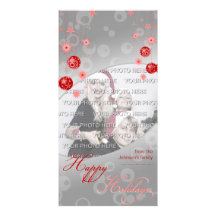 Fancy Elegant Red Christmas Decorations Photo Card