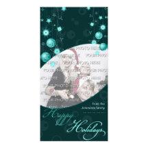 Fancy Elegant Turquoise Christmas Decorations on D Customized Photo Card