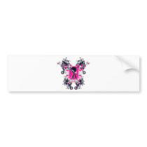 fancy emo girl kid with crossbone skull swirls bumper sticker