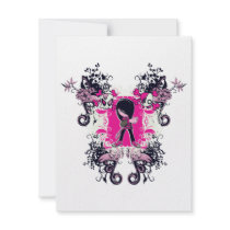 fancy emo girl kid with crossbone skull swirls custom invitation
