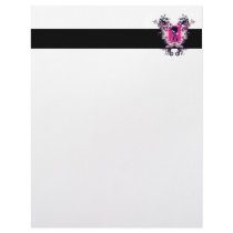 fancy emo girl kid with crossbone skull swirls customized letterhead