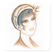 Fancy Flapper Square Stickers