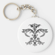 Fancy Fleurish BW Keychain