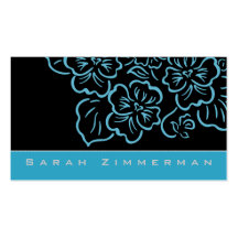 Fancy Floral Aqua Business Card