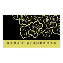 Fancy Floral Lemon Yellow Business Card