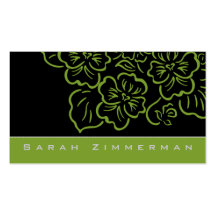 Fancy Floral Lime Green Business Card