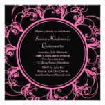 Fancy Floral Quinceanera Invite (black)