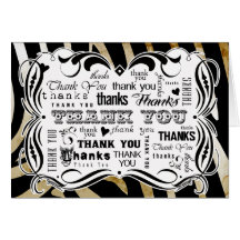 Fancy Flourishes and Zebra Chalkboard Text Thank Y Greeting Cards