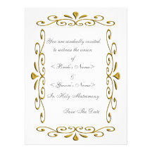 Fancy Gold Wedding Frame Invites