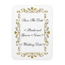 Fancy Gold Wedding Frame Rectangle Magnets