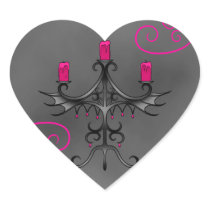 Fancy gothic candelabra in pink on grey grunge