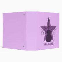 Fancy Guitar Star Swirls Binder, Purple