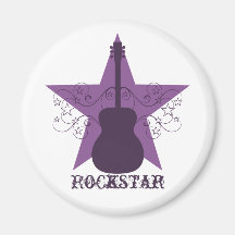 Fancy Guitar Star Swirls Magnet, Purple