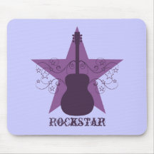 Fancy Guitar Star Swirls Mousepad, Purple