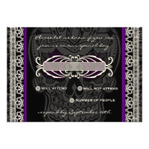 Fancy Lace Sugar Skull Day of the Dead RSVP Announcements