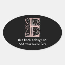 Fancy Letter E 1 Oval Sticker