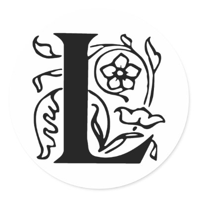 Fancy Letter L Round Sticker by opheliasart