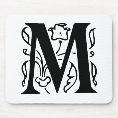 Fancy Letter M Mousepad by opheliasart