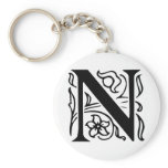 Fancy Letter N Keychains