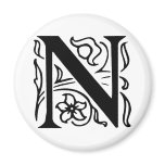 Fancy Letter N Refrigerator Magnet