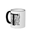 Fancy Letter T mugs