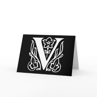Fancy Letter V Cards by opheliasart