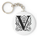 Fancy Letter V keychains