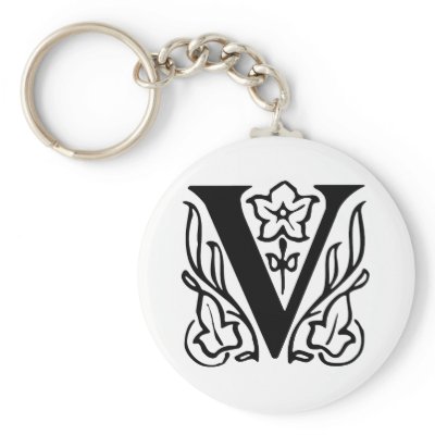 Fancy Letter V Key Chains by opheliasart