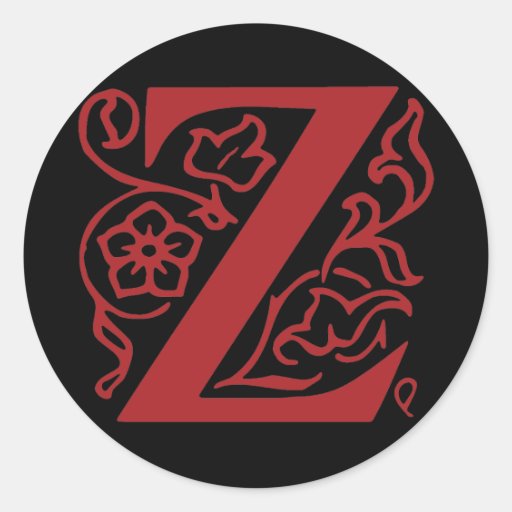 Fancy Letter Z Round Sticker Zazzle