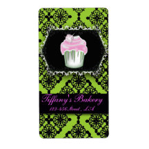 Fancy Lime Green Cupcake Bakery Labels