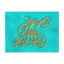 Fancy Monogram Letter H, Customize Colour postcards