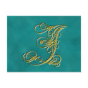 Fancy Monogram Letter J, Customize Colour postcards
