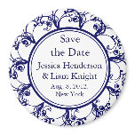 Fancy Monogram Save the Date Magnet blue