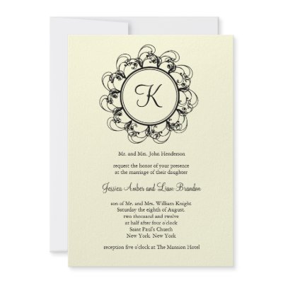 Fancy Monogram Wedding Invitation (off white) by prettyfancyinvites