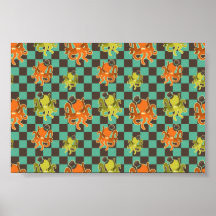 Fancy Octopus Chequered Pattern Print
