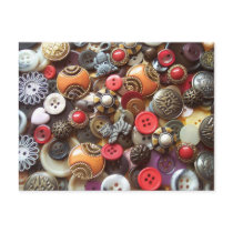 Fancy Orange Buttons and Kitty Buttons Post Card