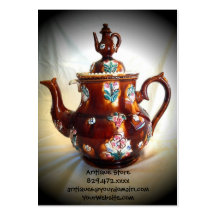 Fancy Ornate Antique English Teapot Coffee Pot Business Card
