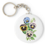 Fancy Pansies Vintage Illustration Key Chain