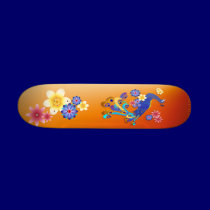 Fancy Peacock and Flowers Skateboard skateboards