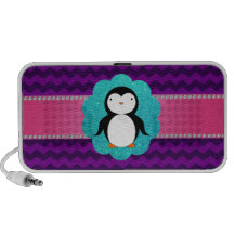 Fancy penguin purple chevrons speaker system