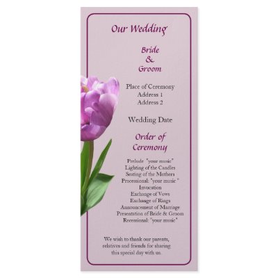 Fancy Pink Tulip Wedding Program Rack Card by SusanSavad