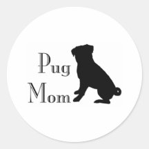 Fancy Pug Mom Round Sticker